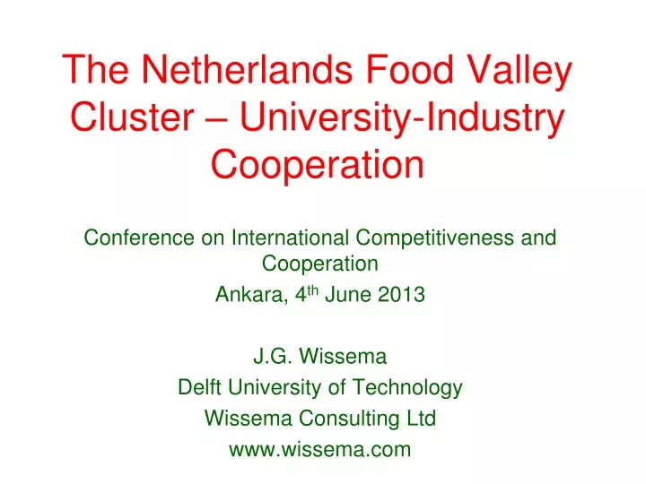 the netherlands food valley cluster university industry cooperation