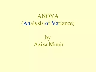 ANOVA ( An alysis  o f  Va riance) by  Aziza Munir