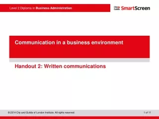 Handout 2: Written communications