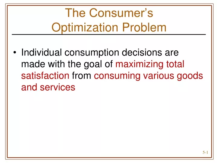 the consumer s optimization problem