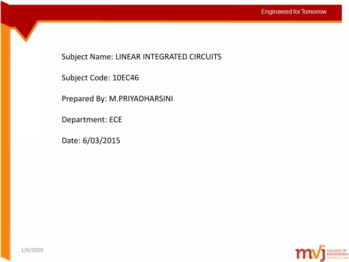 subject name linear integrated circuits subject