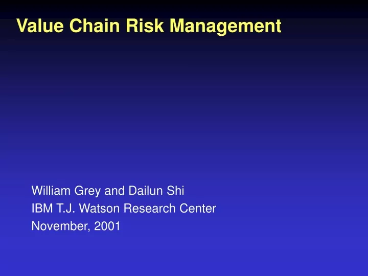 value chain risk management