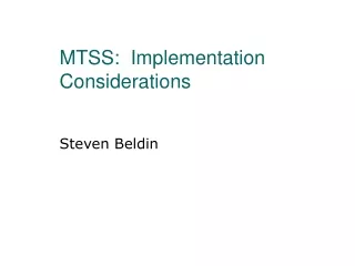 MTSS:  Implementation Considerations
