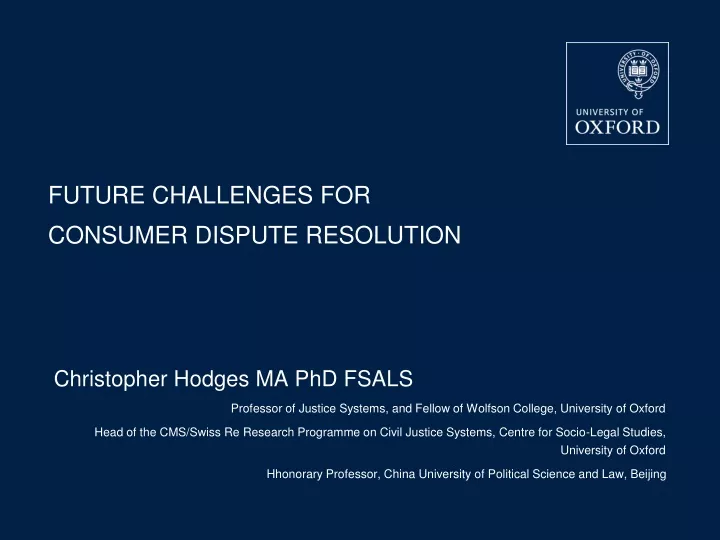future challenges for consumer dispute resolution
