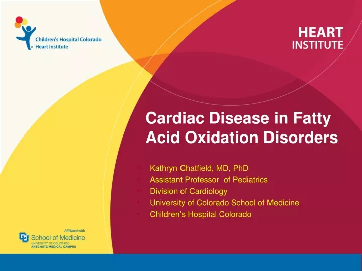 cardiac disease in fatty acid oxidation disorders