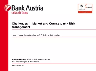Challenges in Market and Counterparty Risk Management