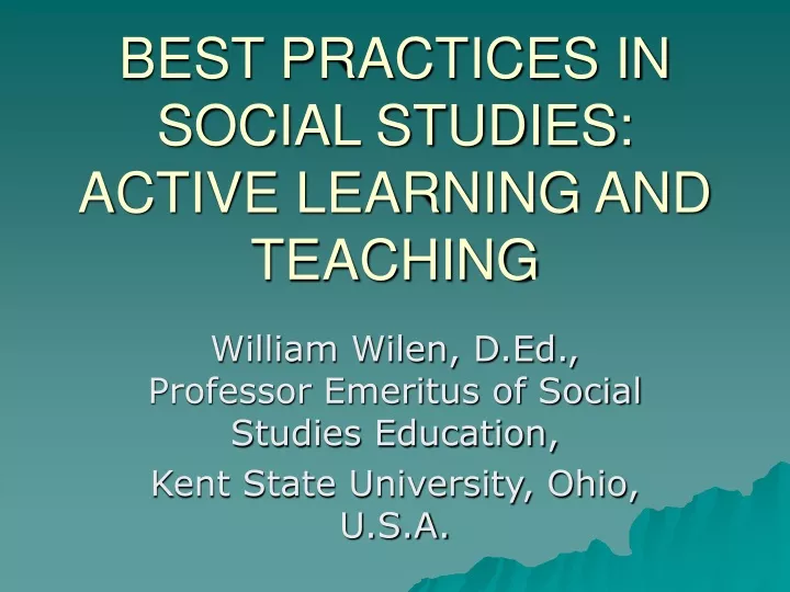 best practices in social studies active learning and teaching