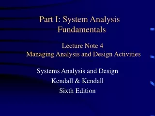 Lecture Note  4  Managing Analysis and Design Activities