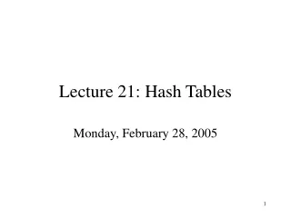 Lecture 21: Hash Tables