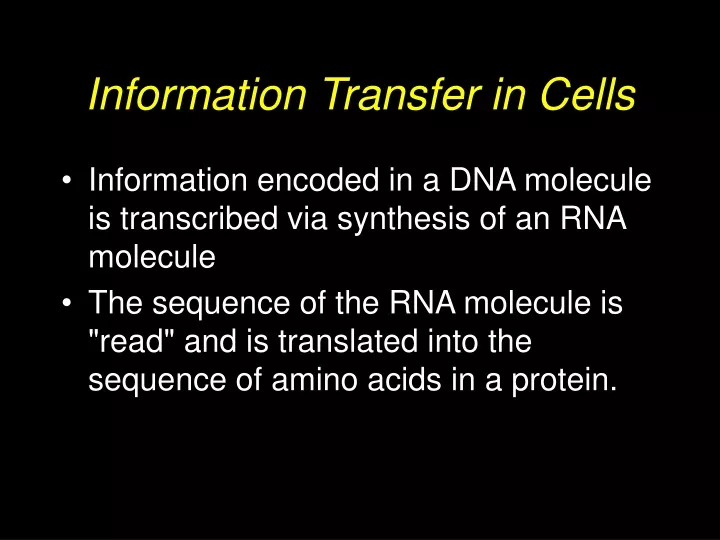 information transfer in cells