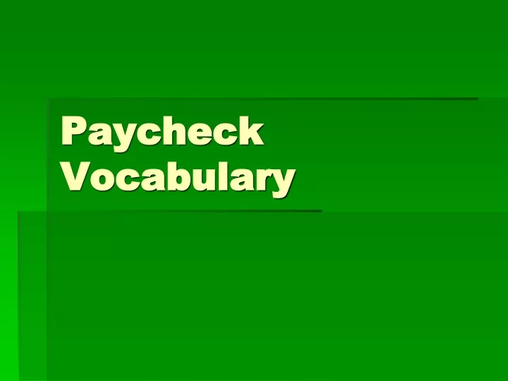 paycheck vocabulary