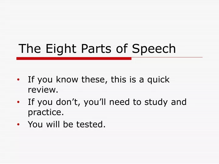 the eight parts of speech