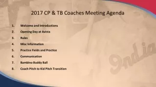 2017 CP &amp; TB Coaches Meeting Agenda