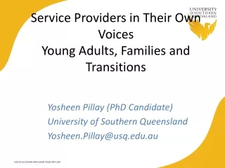 Service Providers in Their Own Voices Young Adults, Families and Transitions