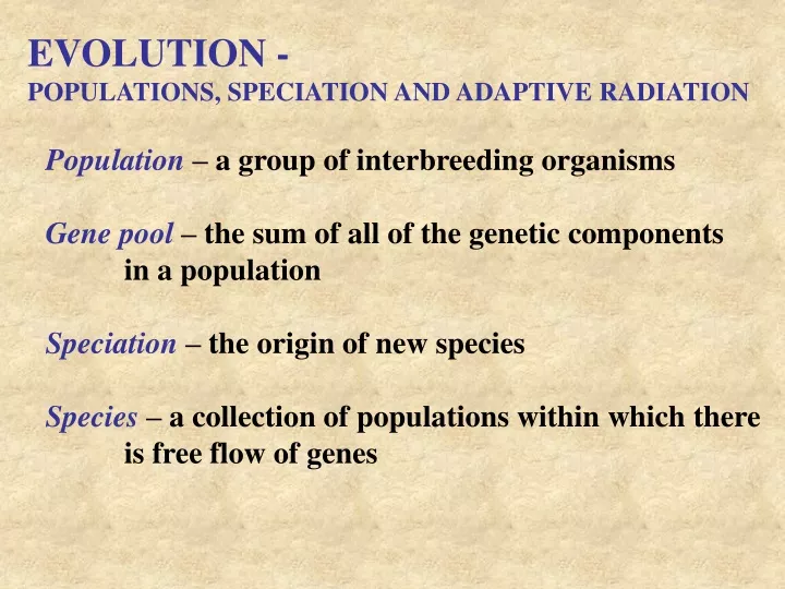 evolution populations speciation and adaptive
