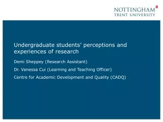 Undergraduate students’ perceptions and experiences of research