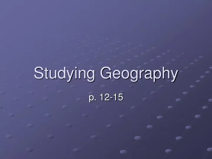 studying geography