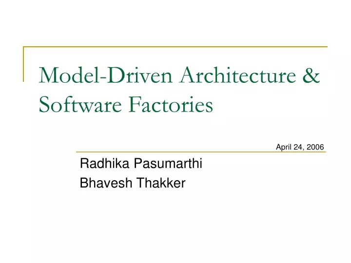 model driven architecture software factories