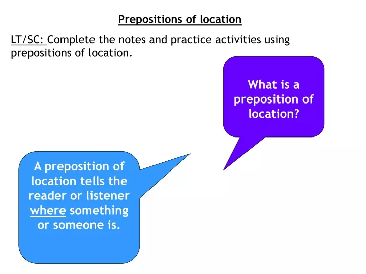 prepositions of location lt sc complete the notes