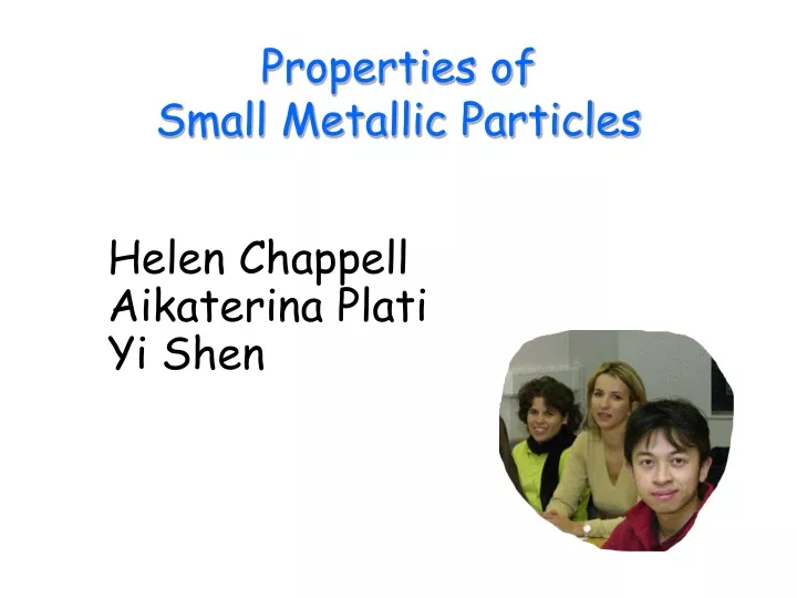 properties of small metallic particles