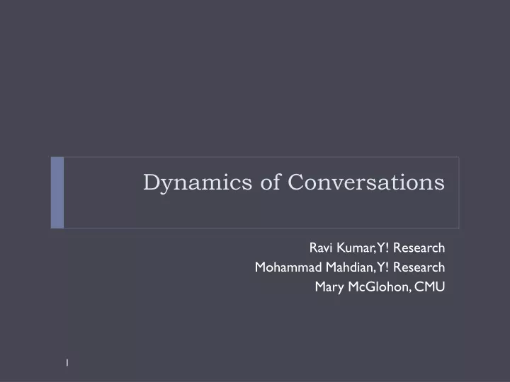 dynamics of conversations