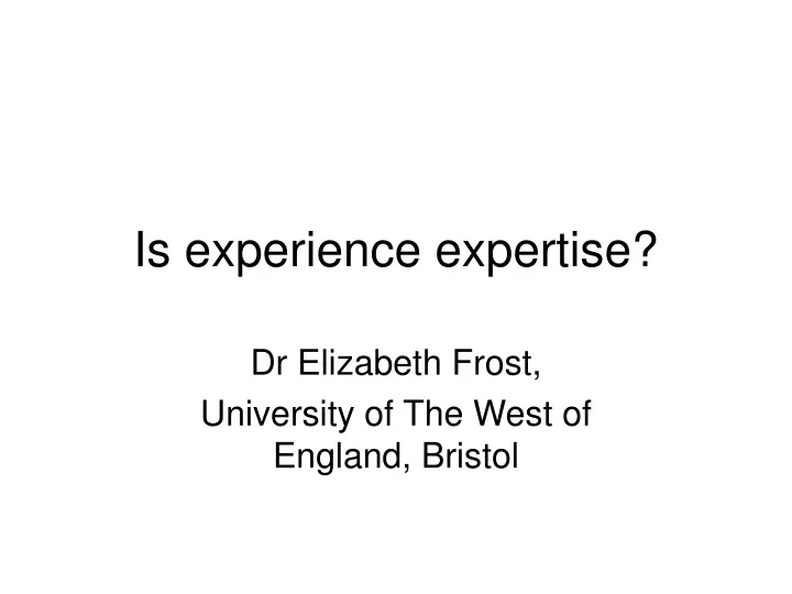 is experience expertise