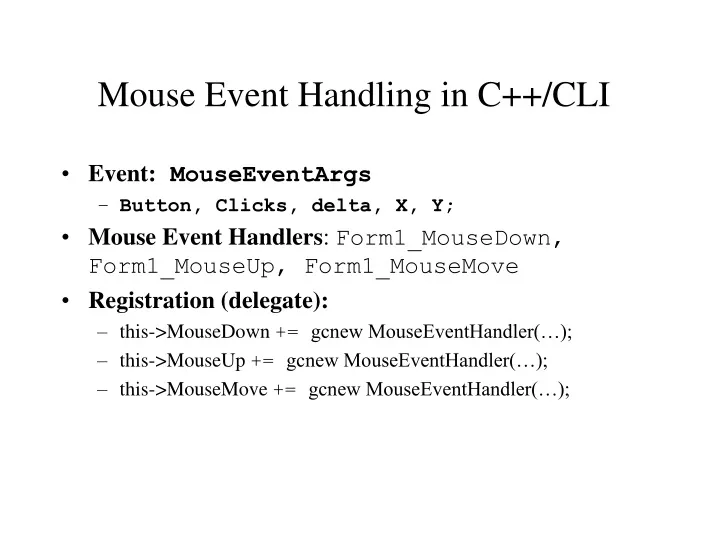mouse event handling in c cli