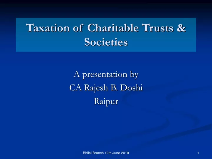 taxation of charitable trusts societies