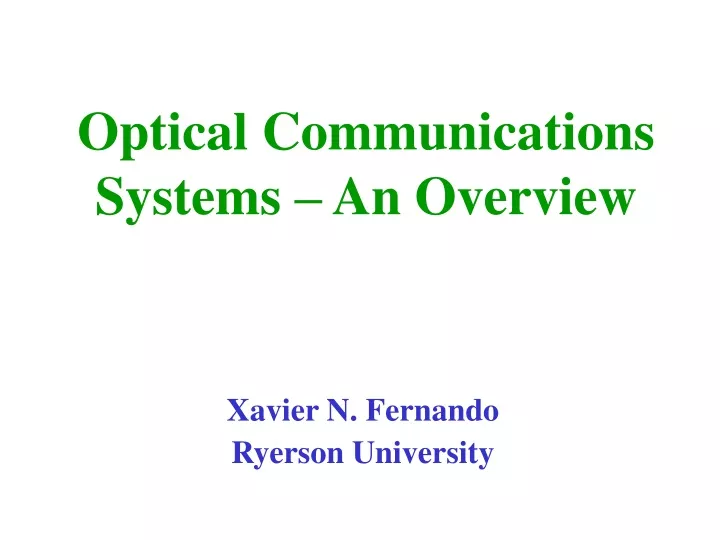 optical communications systems an overview
