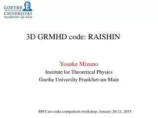 3D GRMHD  code: RAISHIN
