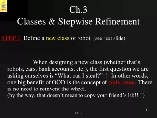 Ch.3  Classes &amp; Stepwise Refinement