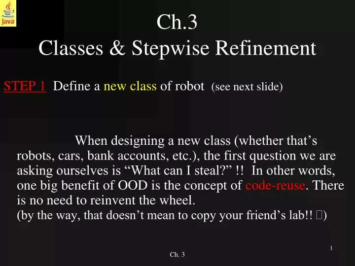 ch 3 classes stepwise refinement