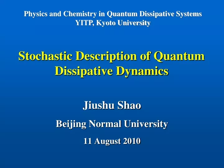 stochastic description of quantum dissipative dynamics