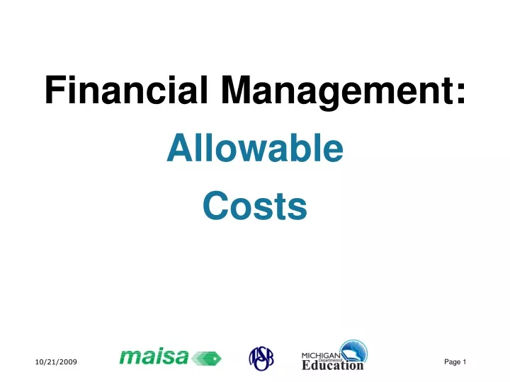 financial management allowable costs