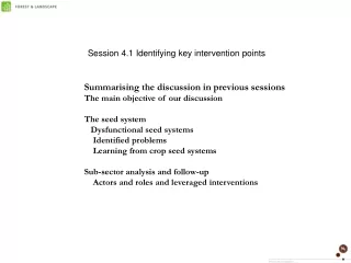 Session 4.1 Identifying key intervention points