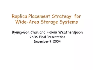 Replica Placement Strategy  for Wide-Area Storage Systems