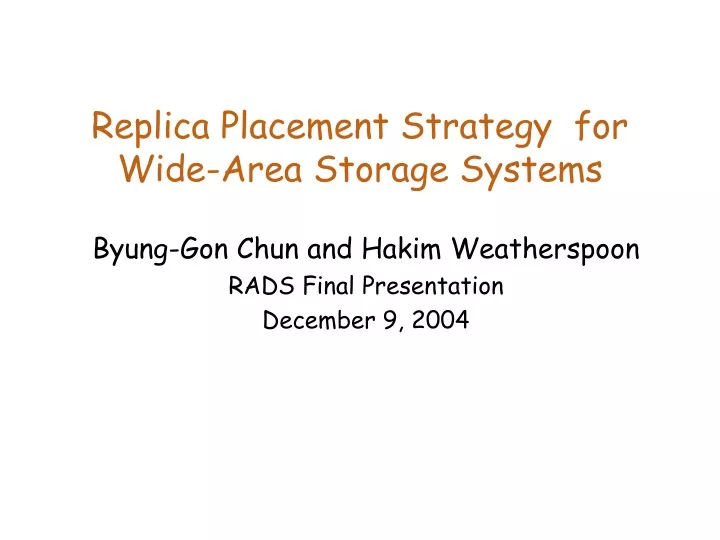 replica placement strategy for wide area storage systems