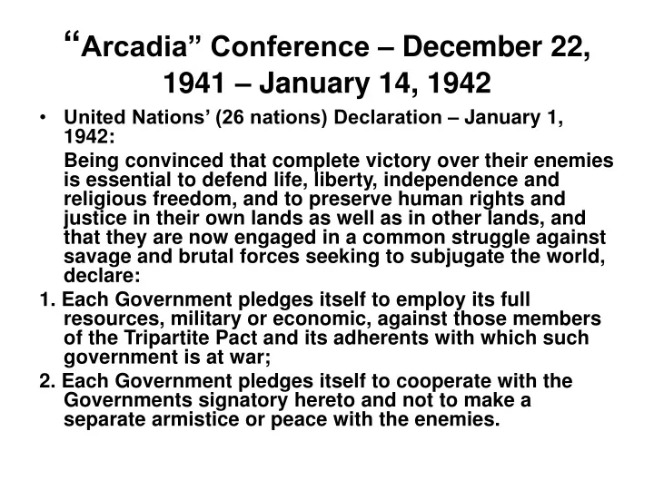 arcadia conference december 22 1941 january 14 1942