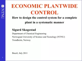 Sigurd Skogestad Department of Chemical Engineering