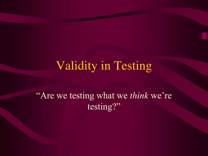 validity in testing