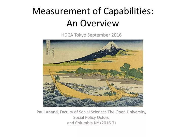 measurement of capabilities an overview