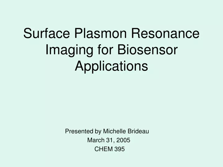 surface plasmon resonance imaging for biosensor applications