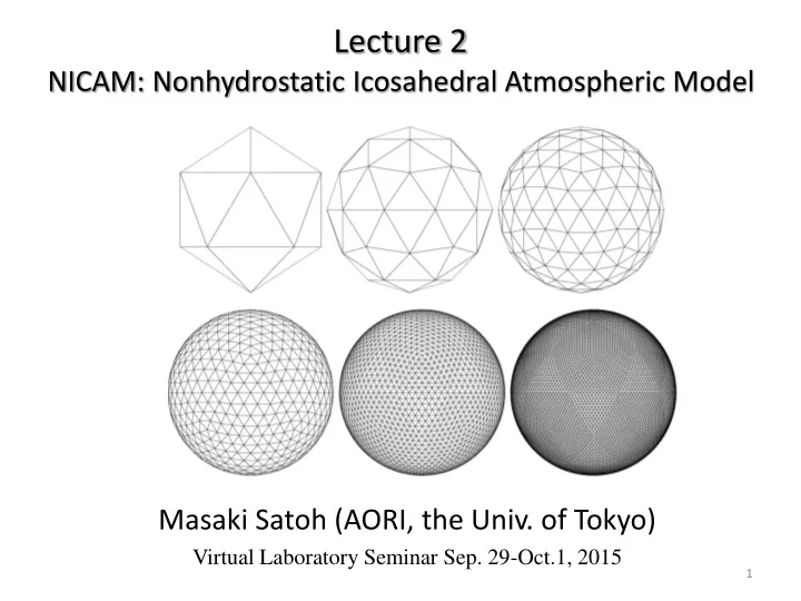lecture 2 nicam nonhydrostatic icosahedral atmospheric model