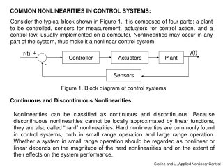COMMON NONLINEARITIES IN CONTROL SYSTEMS: