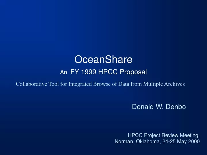 oceanshare an fy 1999 hpcc proposal