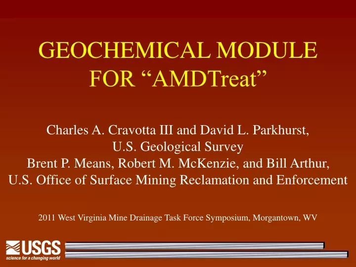 geochemical module for amdtreat
