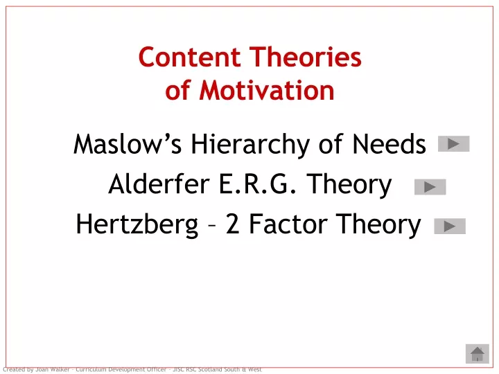 content theories of motivation