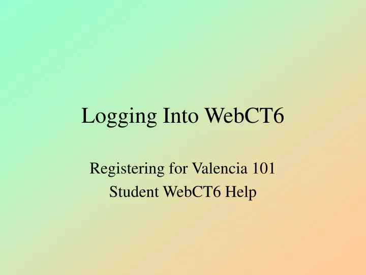 logging into webct6