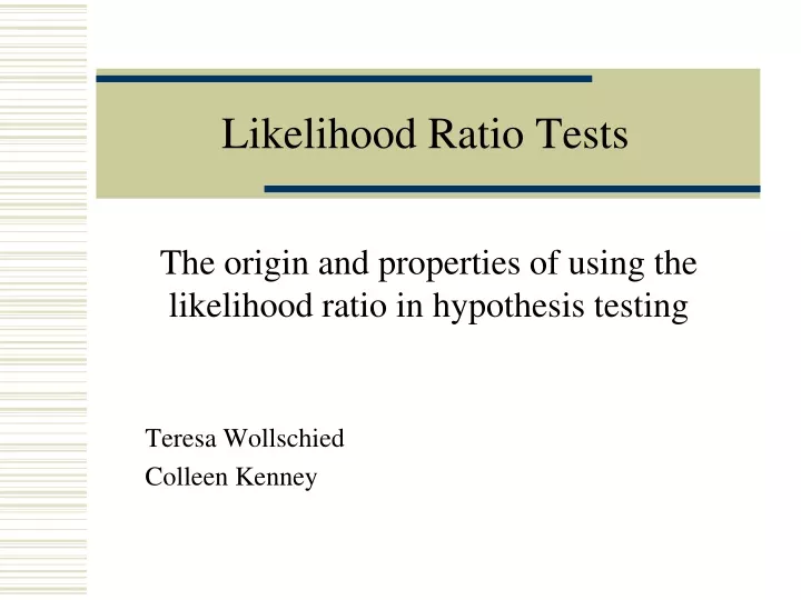 likelihood ratio tests