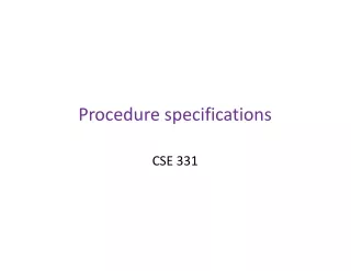 Procedure specifications